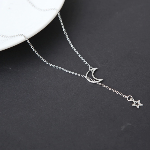 4 for $20 Moon Star Lariat Necklace (Silver) - Picture 4 of 5